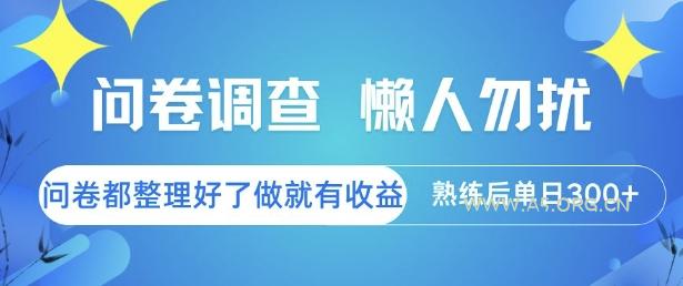 问卷调查，懒人勿扰，问卷都整理好了单价不等，做就有收益，熟练后单日3张【揭秘】