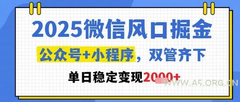 2025微信风口掘金，公众号+小程序双管齐下，单日稳定变现1k+【揭秘】
