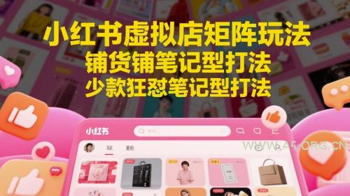 小红书虚拟店矩阵玩法，铺货铺笔记型打法，少款狂怼笔记型打法