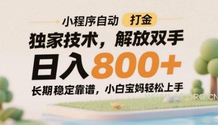 小程序自动打金独家技术，解放双手日入8张，长期稳定靠谱，小白宝妈轻松上手【揭秘】