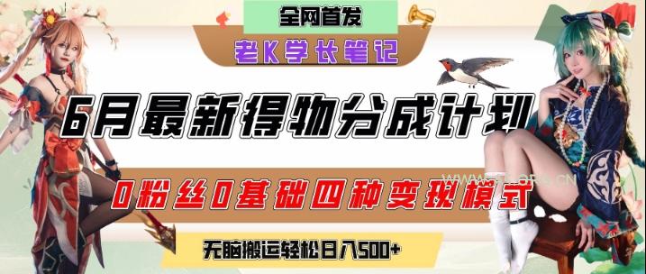 6月份最新得物创作者分成计划2.0玩法,0粉丝0基础四种模式变现,从隐蔽渠道无脑搬运,日入2张