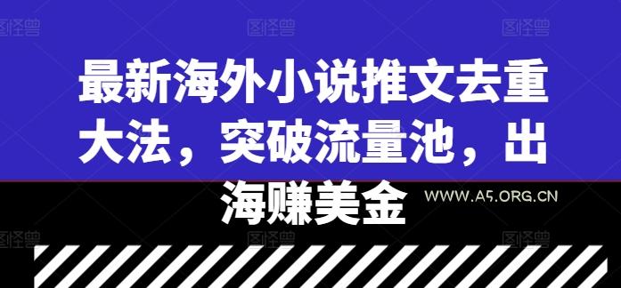 最新海外小说推文去重大法，突破流量池，出海赚美金