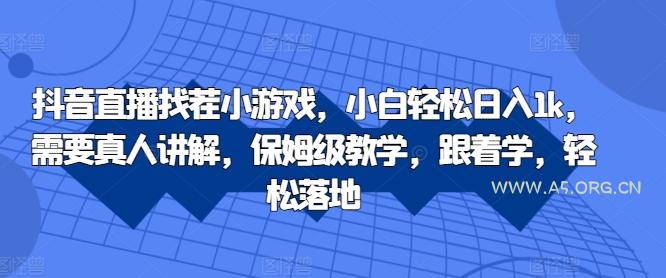 抖音直播找茬小游戏，小白轻松日入1k，需要真人讲解，保姆级教学，跟着学，轻松落地【揭秘】