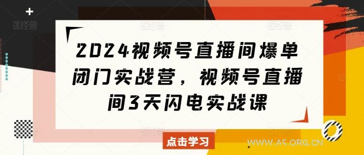2024视频号直播间爆单闭门实战营,视频号直播间3天闪电实战课