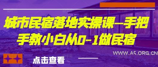 城市民宿落地实操课—手把手教小白从0-1做民宿