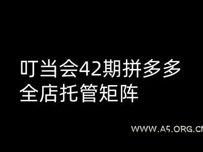 叮当会拼多多打爆班原创高阶技术第42期，拼多多全店托管矩阵