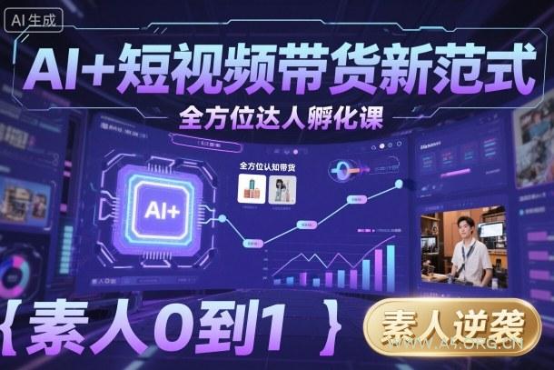 AI+短视频带货新范式全方位达人孵化课，素人也可以从0到1，全方位认知短视频带货