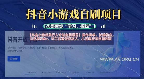 抖音小游戏发行人计划自刷项目，操作简单，长期稳定，日盈利5张，可工作室矩阵放大