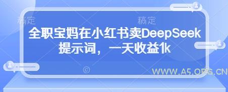 全职宝妈在小红书卖DeepSeek提示词,一天收益1k