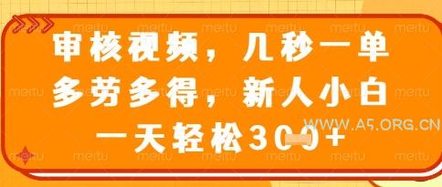 视频审核员，几秒一单，不限时间，不限地点，多做多得，新人小白一天轻松几张+【揭秘】