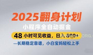2025小程序全自动掘金,48 小时可见收益,日入8张,长期稳定靠谱,小白宝妈轻松上手【揭秘】