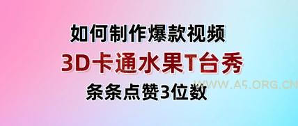 3D卡通水果走秀视频，条条点赞3位数，单日变现多张