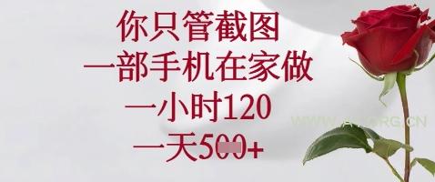 你只管截图，一部手机在家做，苹果安卓都可以，一小时120，一天5张+【揭秘】