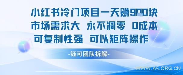 小红书冷门项目一天收益9张，市场需求大，0成本，可复制性强可以矩阵操作