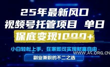 25年最新风口，视频号托管项目，单日保底变现1k+，手把手教学【揭秘】