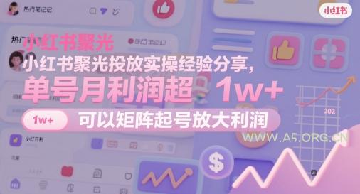 小红书聚光投放实操经验分享,单号月利润超1w+,可以矩阵起号放大利润