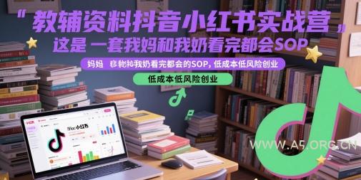 教辅资料抖音小红书实战营，这是一套我妈和我奶看完都会的SOP，低成本低风险创业