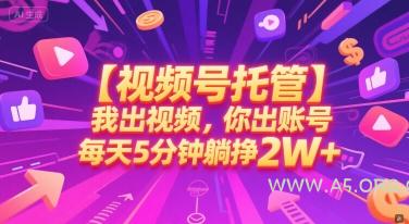 【视频号托管 】我出视频,你出账号,每天5分钟发布,最高躺挣2W+【揭秘】