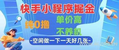快手小程序掘金，纯0撸，单价高不养机 利用空闲时间做一做，一天好几张【揭秘】