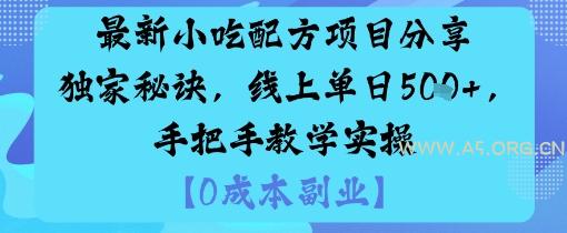 最新小吃配方项目分享独家秘诀，线上单日5张，手把手教学实操