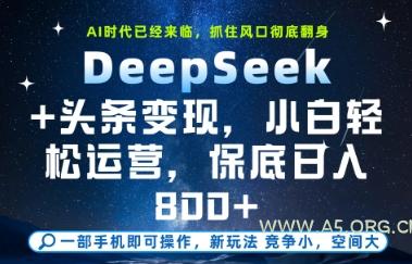 DeepSeek+头条变现，保姆级教学，小白轻松上手，日入8张+【揭秘】