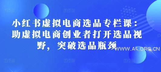 小红书虚拟电商选品专栏课:助虚拟电商创业者打开选品视野,突破选品瓶颈