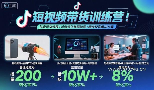 短视频带货训练营，抖音带货课程+抖音带货数据挖掘+精准获客解决方案