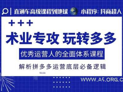 术业专攻玩转多多，优秀运营人的全面体系课程，解析拼多多运营底层必备逻辑