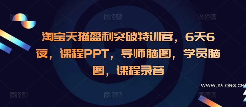 淘宝天猫盈利突破特训营，6天6夜，课程PPT，导师脑图，学员脑图，课程录音