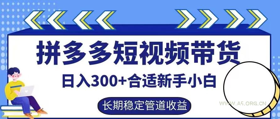 拼多多短视频带货日入300+有长期稳定被动收益，合适新手小白【揭秘】