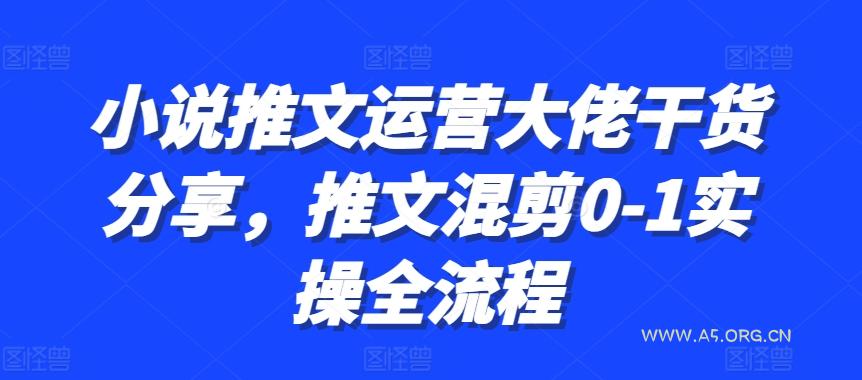 小说推文运营大佬干货分享，推文混剪0-1实操全流程