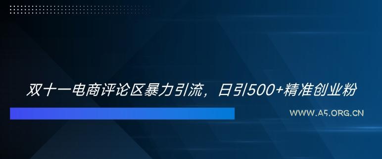 双十一电商评论区暴力引流，日引500+精准创业粉【揭秘】