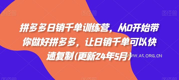 拼多多日销千单训练营，从0开始带你做好拼多多，让日销千单可以快速复制(更新24年8月)