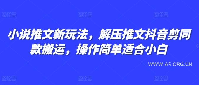 小说推文新玩法，解压推文抖音剪同款搬运，操作简单适合小白