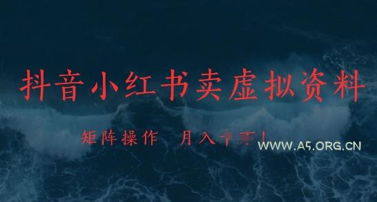 抖音小红书卖虚拟资料,市场需求一直存在,矩阵操作,月入1w+