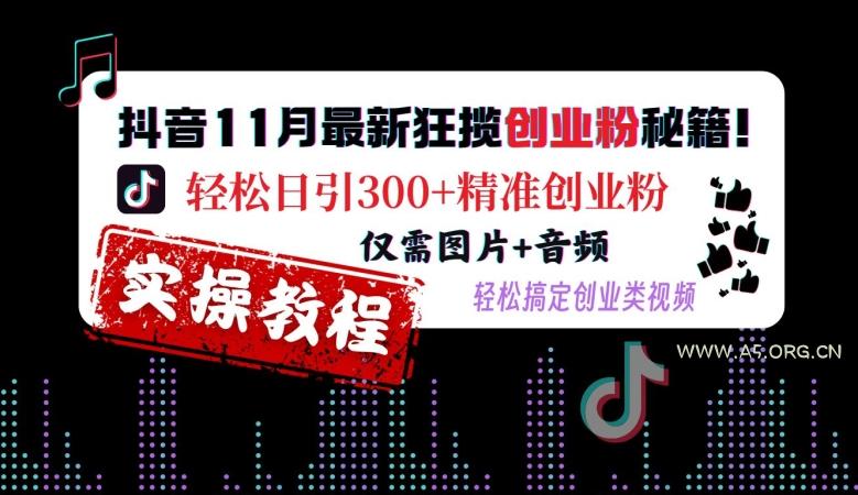 抖音11月最新狂揽创业粉秘籍,轻松日引300+精准创业粉,仅需图片+音频,轻松搞定创业类视频