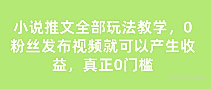 小说推文全部玩法教学,0粉丝发布视频就可以产生收益,真正0门槛