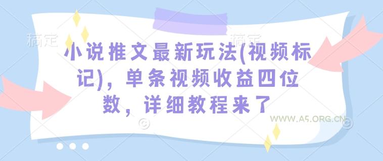 小说推文最新玩法(视频标记)，单条视频收益四位数，详细教程来了