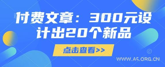 付费文章：300元设计出20个新品