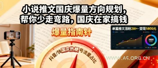 小说推文国庆爆量方向规划，帮你少走弯路，国庆在家搞钱