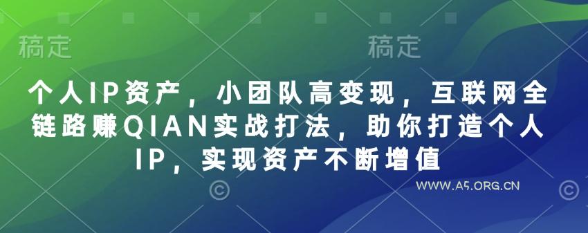 个人IP资产,小团队高变现,互联网全链路赚QIAN实战打法,助你打造个人IP,实现资产不断增值