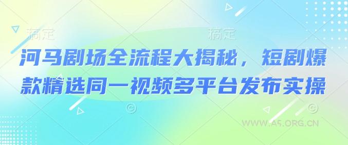 河马剧场全流程大揭秘，短剧爆款精选同一视频多平台发布实操