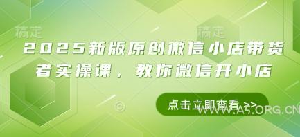 2025新版原创微信小店带货者实操课，教你微信开小店