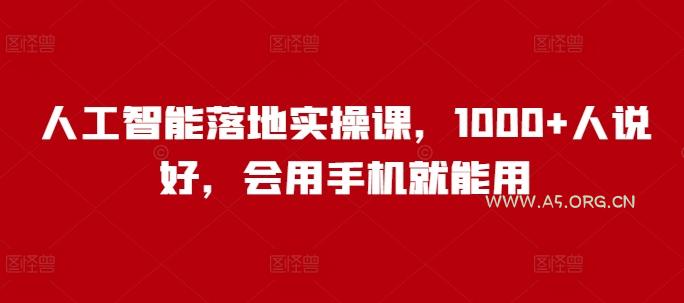 人工智能落地实操课,1000+人说好,会用手机就能用