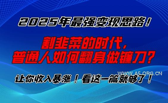 2025年最强变现思路，割韭菜的时代， 普通人如何翻身做镰刀？【揭秘】