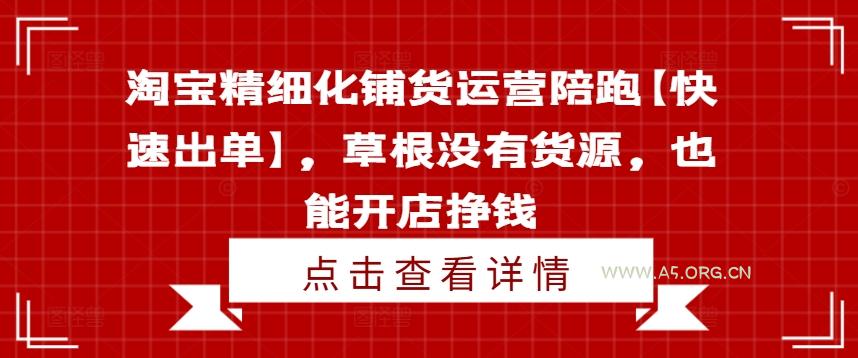 淘宝精细化铺货运营陪跑【快速出单】，草根没有货源，也能开店挣钱