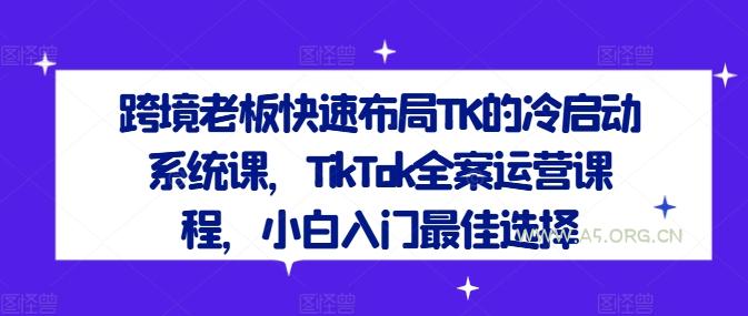 跨境老板快速布局TK的冷启动系统课，TikTok全案运营课程，小白入门最佳选择