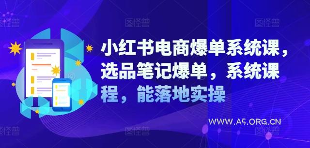 小红书电商爆单系统课,选品笔记爆单,系统课程,能落地实操