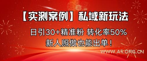 【实测案例】私域新玩法，日引30+精准粉，转化率50%，新人照做也能出单！