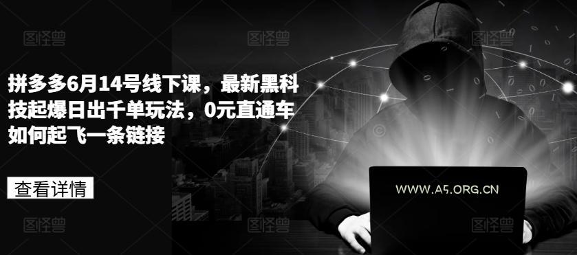 拼多多6月14号线下课,最新黑科技起爆日出千单玩法,0元直通车如何起飞一条链接